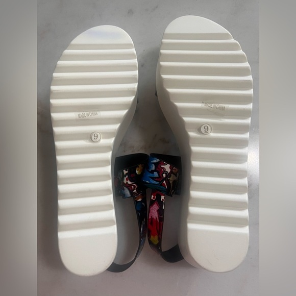 Bamboo Effie Women's Size 9 Multicolor Abstract Open-Toed Platform Sandals 👀 - Picture 4 of 6